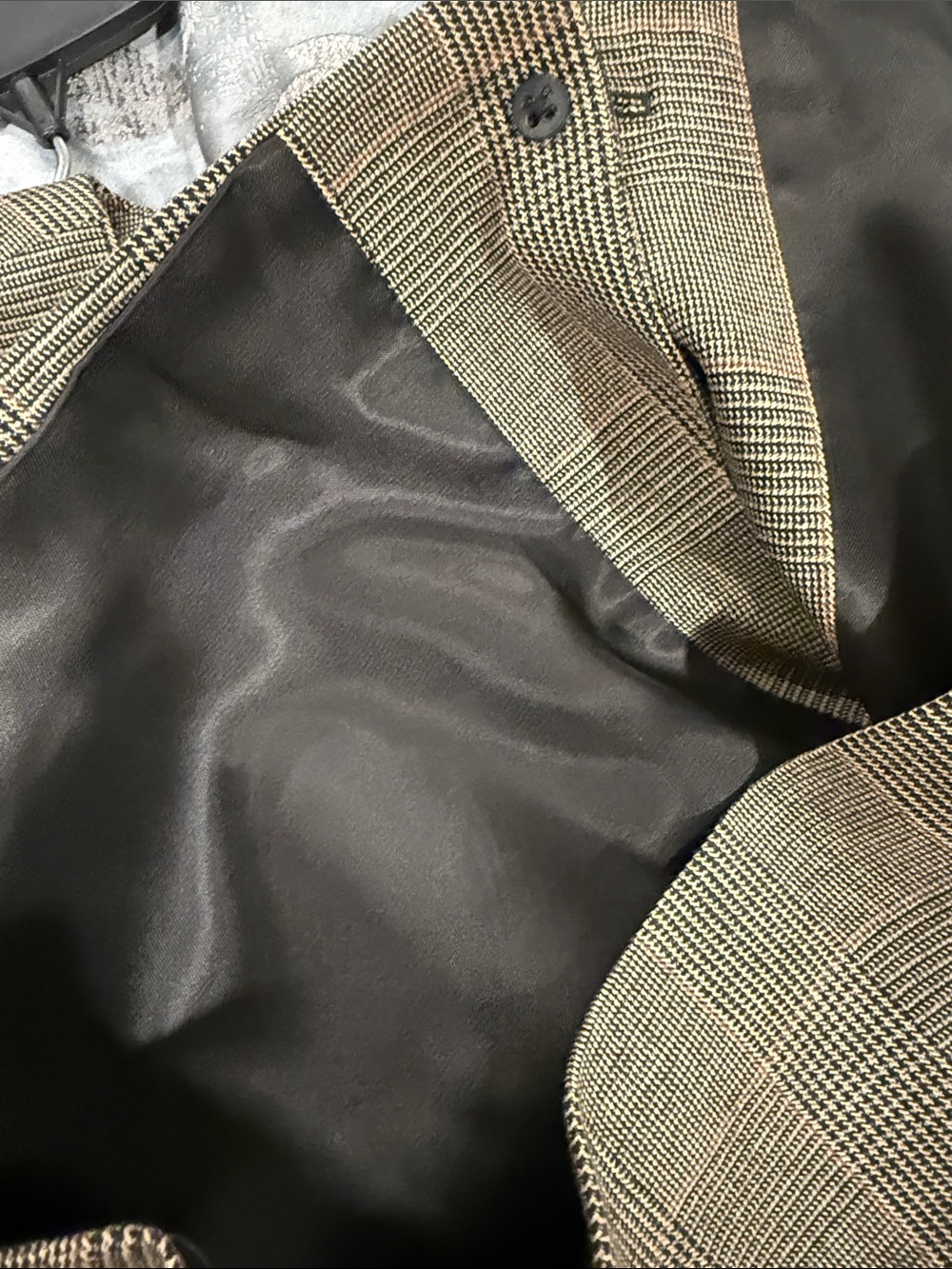 Frame Denim Plaid Collarless Blazer in Brown and Black Checks - Picture 14 of 16
